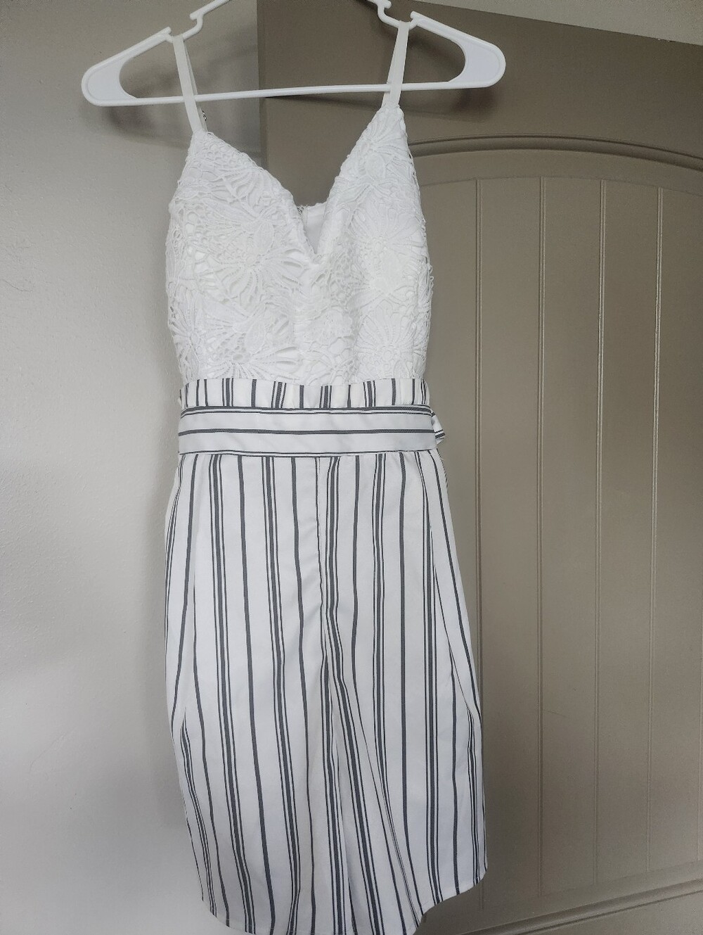 Lace striped Romper NWT